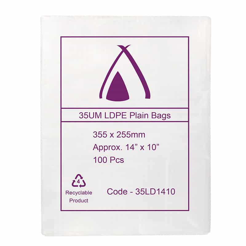 35um LDPE Plain Bag - 35.5 x 25.5 cm