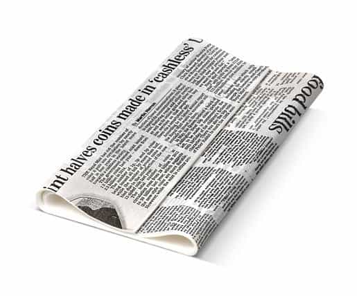 Greaseproof Paper News print Small 190 x 300mm