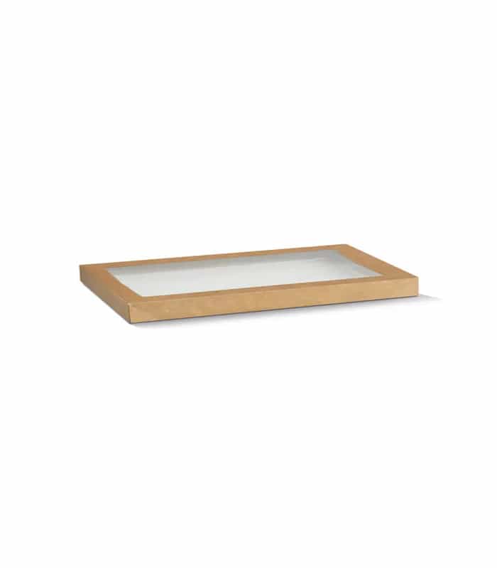 PET Windows Kraft Catering Tray Lid Large