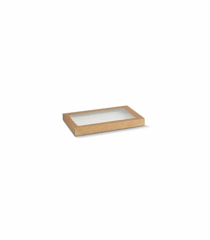 PET Windows Kraft Catering Tray Lid Small