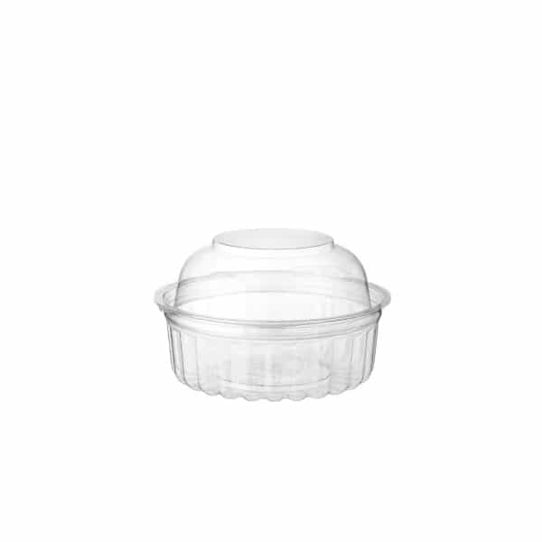Clear Plastic Salad Bowl With Hinged Dome Lid - 8oz