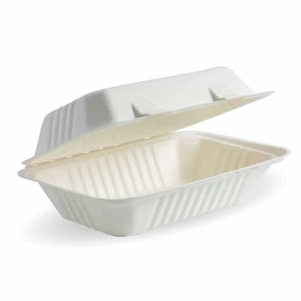 White Plant Fibre Clamshell - 9x6x3 inch