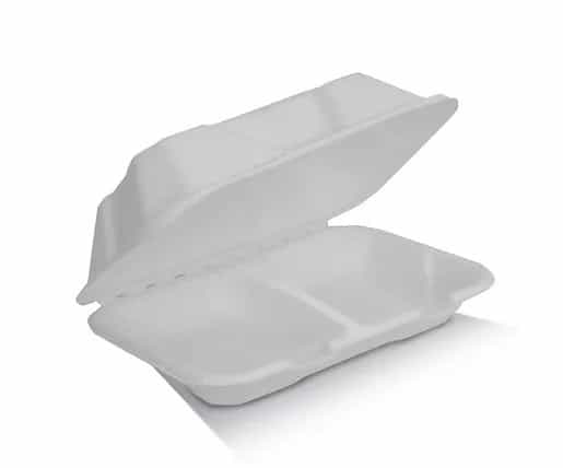 9x6x3 inch Sugarcane Clamshell with 2 Compartments