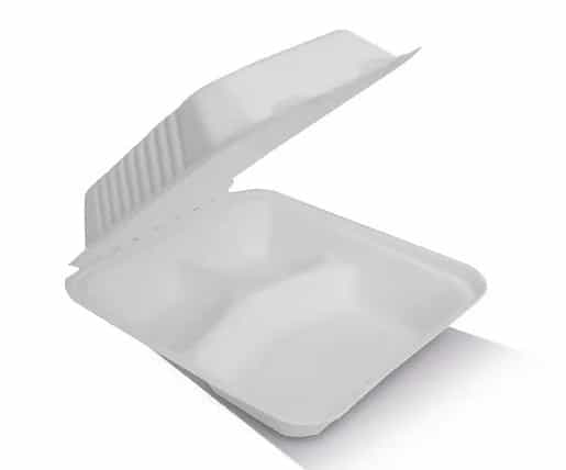 8 inch Sugarcane Clamshell with 3 Compartments