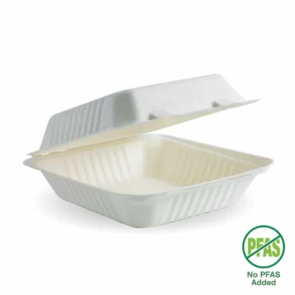 White Plant Fibre Clamshell - 7.8x8x3 inch
