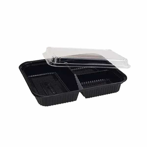 3 Compartment Black Bento Box