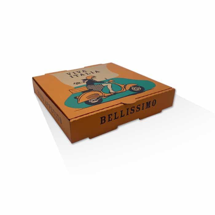 Pizza Box Brown Printed - 9 inch