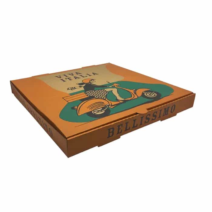 Pizza Box Brown Printed - 15 inch