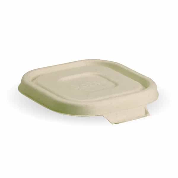 280,480 and 630ml Sugarcane Square Container Lid - Natural