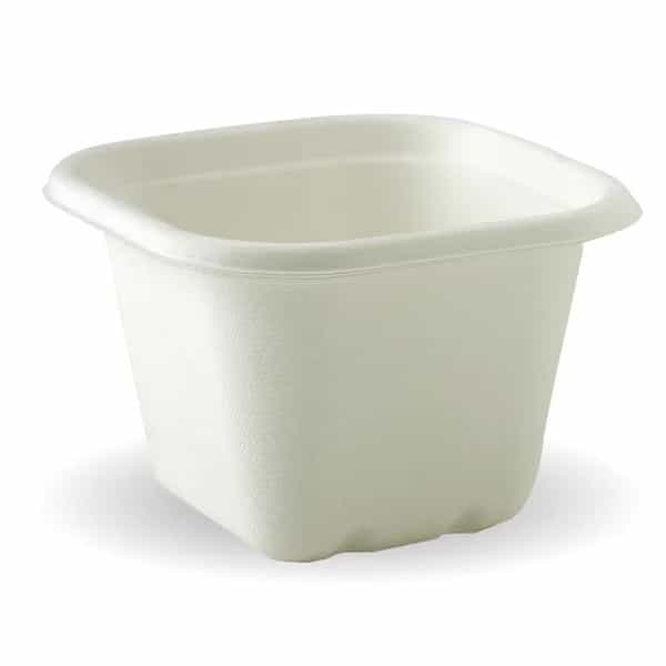 630ml Sugarcane Square Container - White