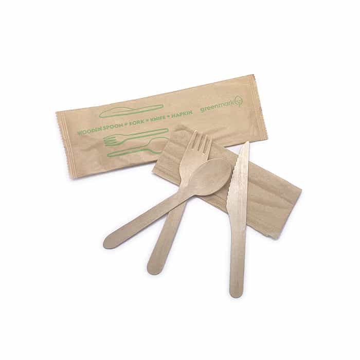 Cutlery Set Wooden Spoon/Fork/Knife/Napkin